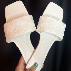 White Faux Leather Sandals